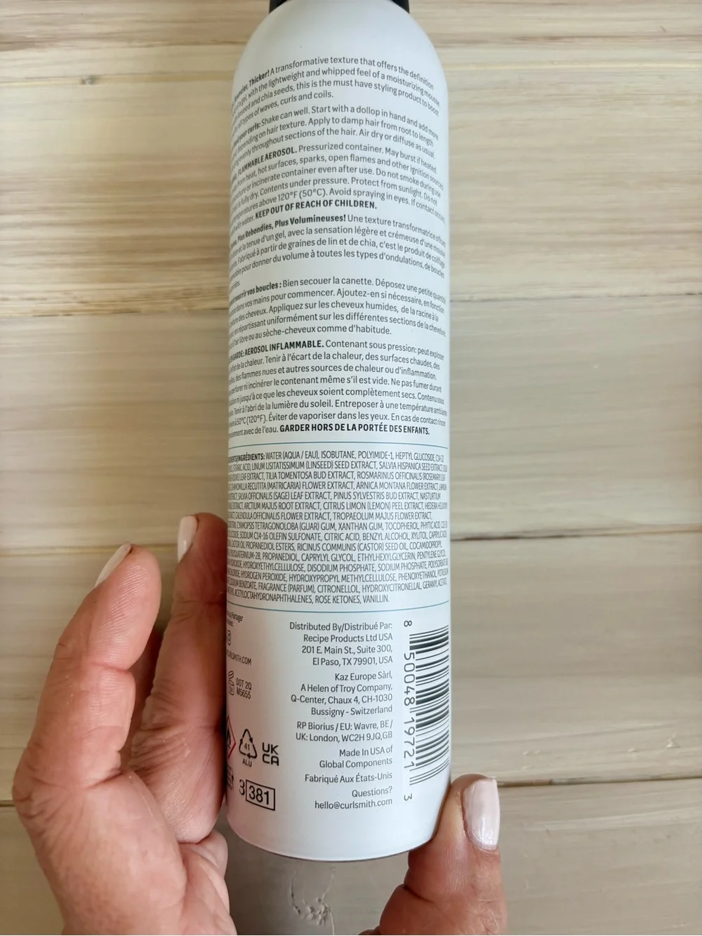 Curlsmith Invincible Volume Mousse - White Bottle (Blue Accent)
